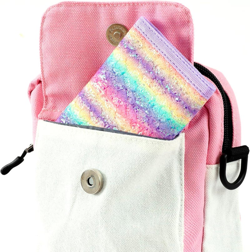 Nitort Wallet,RFID Trifold Canvas Outdoor Sports Wallets for Kid,Lovely and Novelty Wallet with Zipper for Kids- Front Pocket Wallet with Magic Sticker(Rainbow Bling KW01) - Image 4